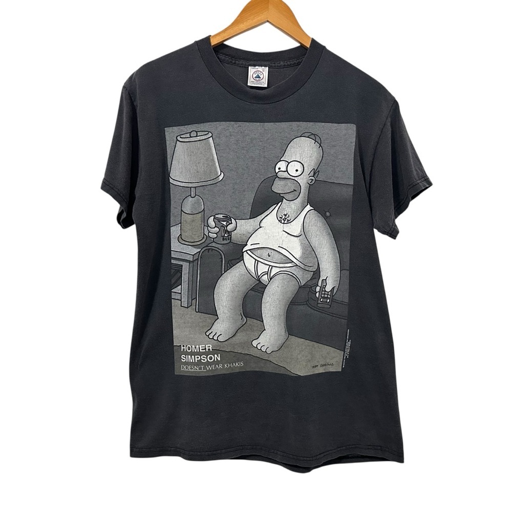 Vintage 1995 Homer Simpson Mens Graphic T Shirt Sz Medium Gray Short Sleeve